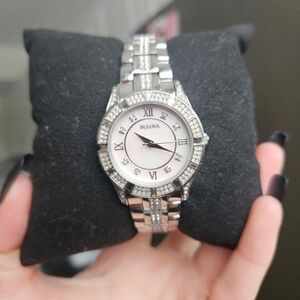Bulova Women's Silver Watch with Crystal Accents